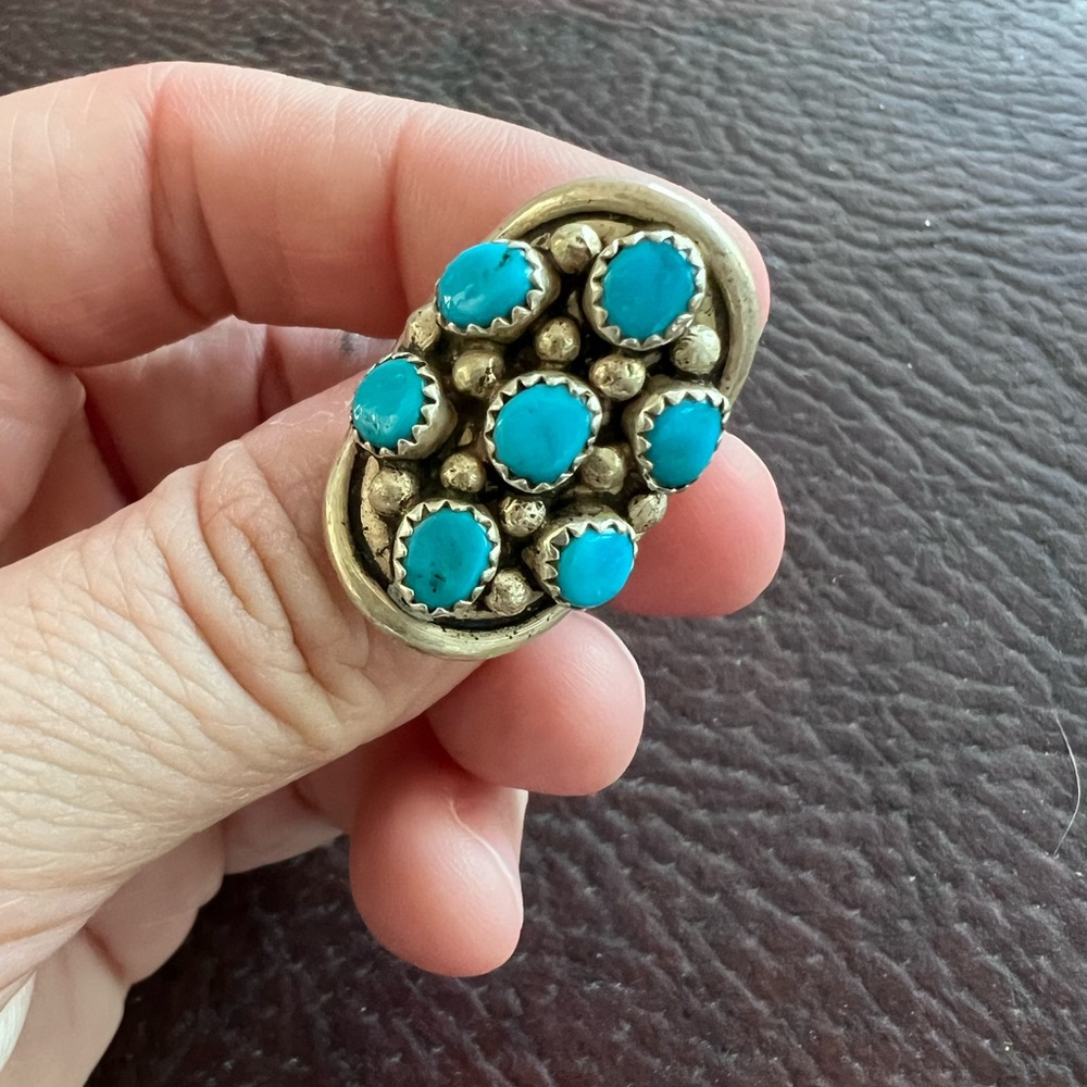 Turquoise And Silver Statement Ring - image 1